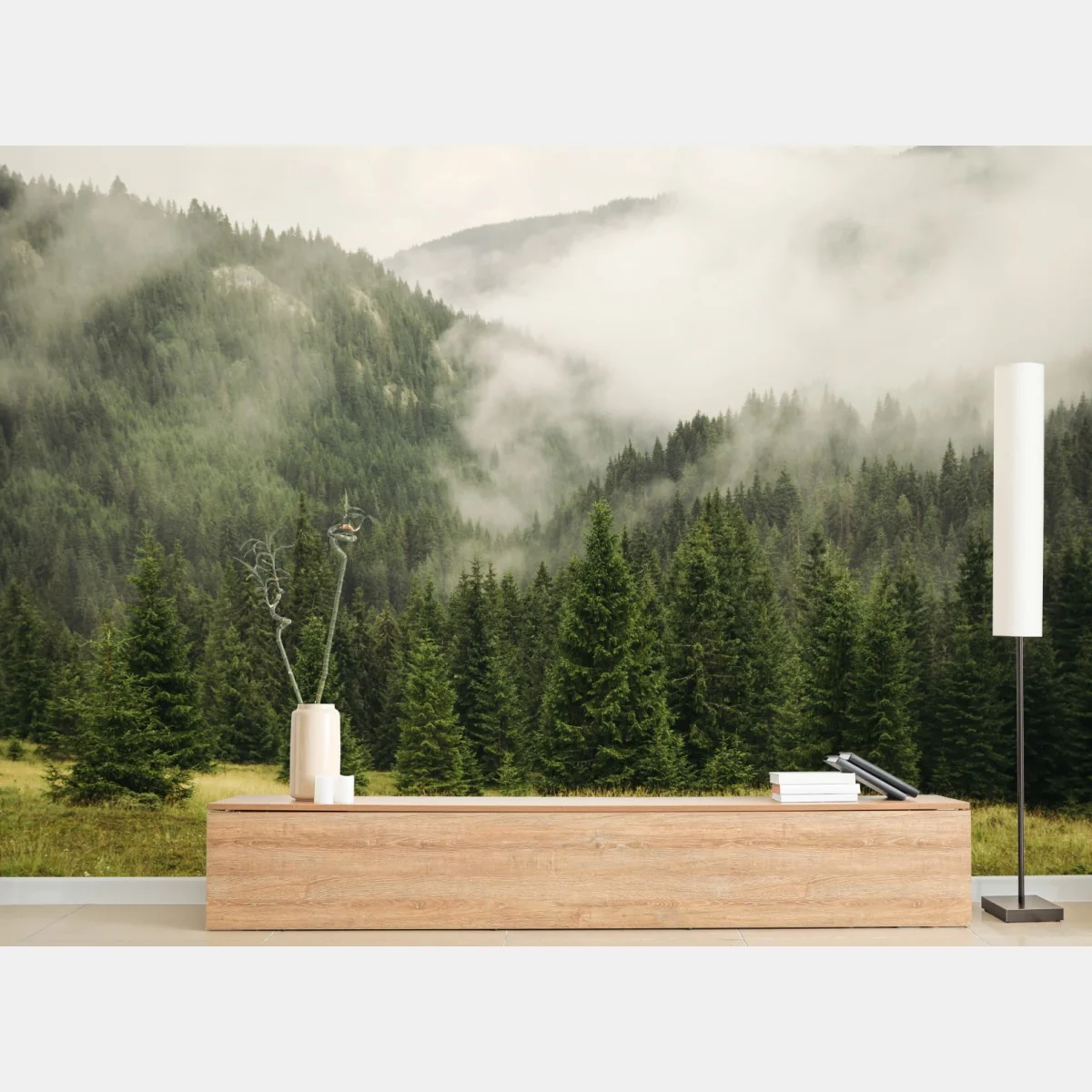 Fototapete nebeliger nadelwald – Wallnifity® Fototapete nebeliger nadelwald – Wallnifity®