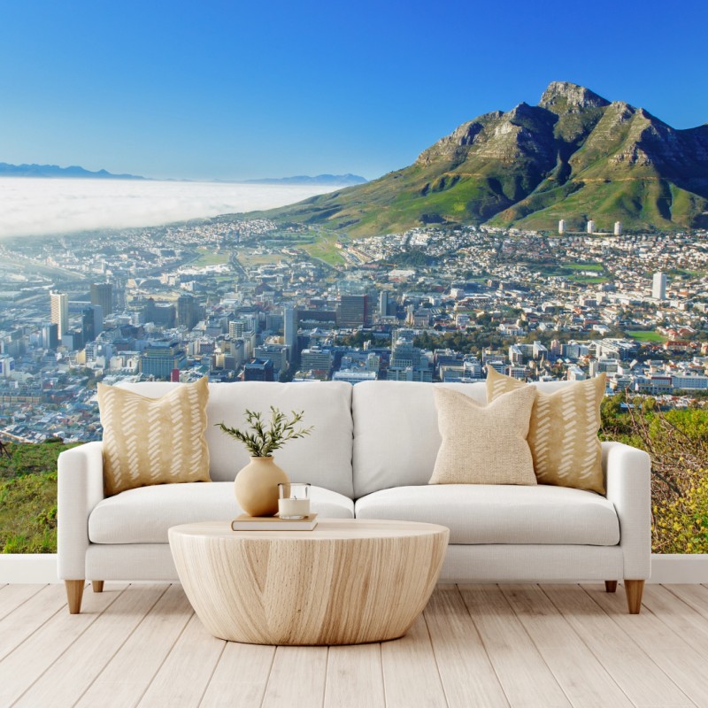 Fototapete stadtpanorama mit bergen und blauem himmel – Wallnifity® Fototapete stadtpanorama mit bergen und blauem himmel – Wallnifity®