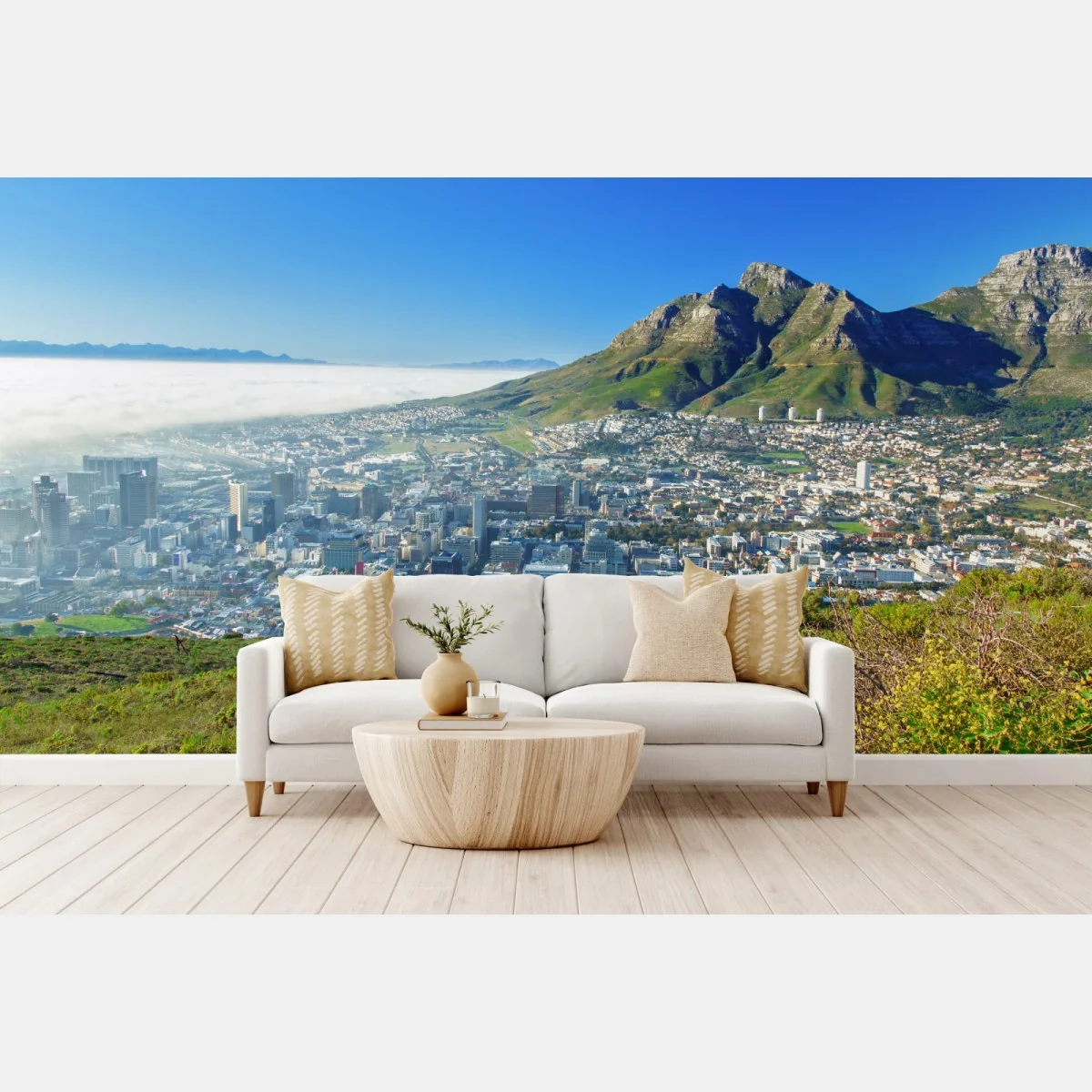 Fototapete stadtpanorama mit bergen und blauem himmel – Wallnifity® Fototapete stadtpanorama mit bergen und blauem himmel – Wallnifity®