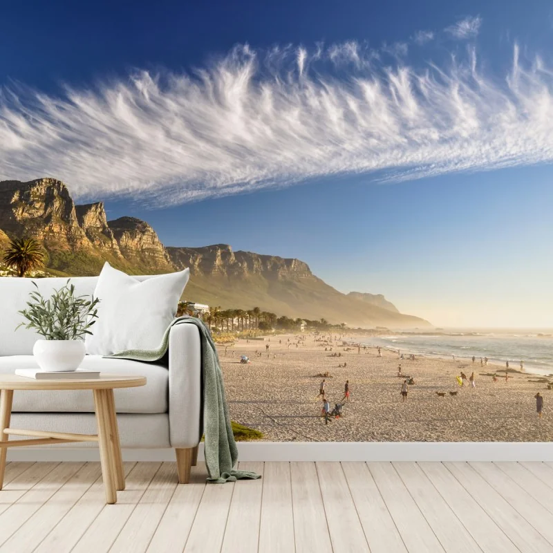 Fototapete sonnenstrand mit bergkulisse – Wallnifity® Fototapete sonnenstrand mit bergkulisse – Wallnifity®