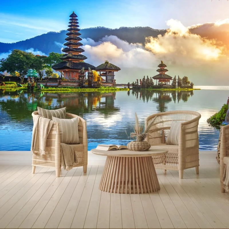 Fototapete Pura Ulun Danu Bratan bei sonnenaufgang