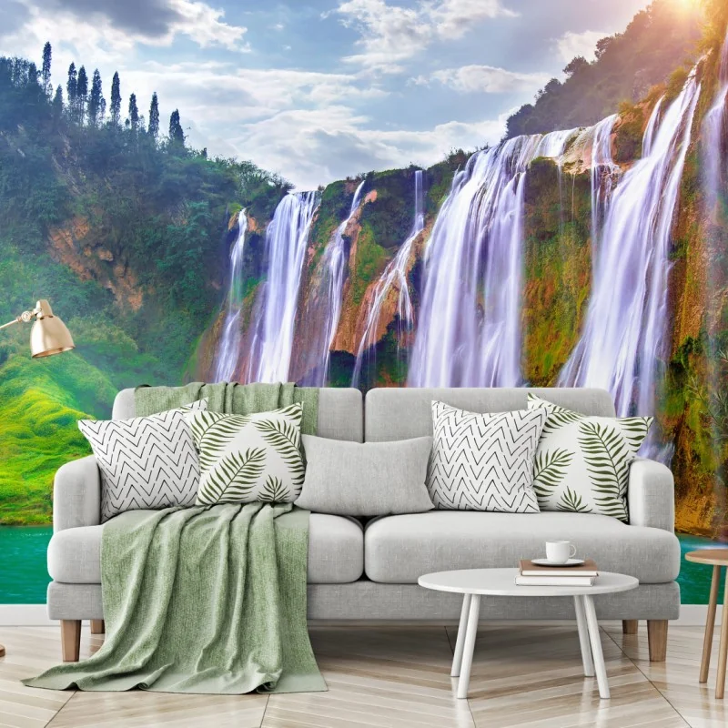 Fototapete Jiulong wasserfall türkis kaskade in Luoping, China