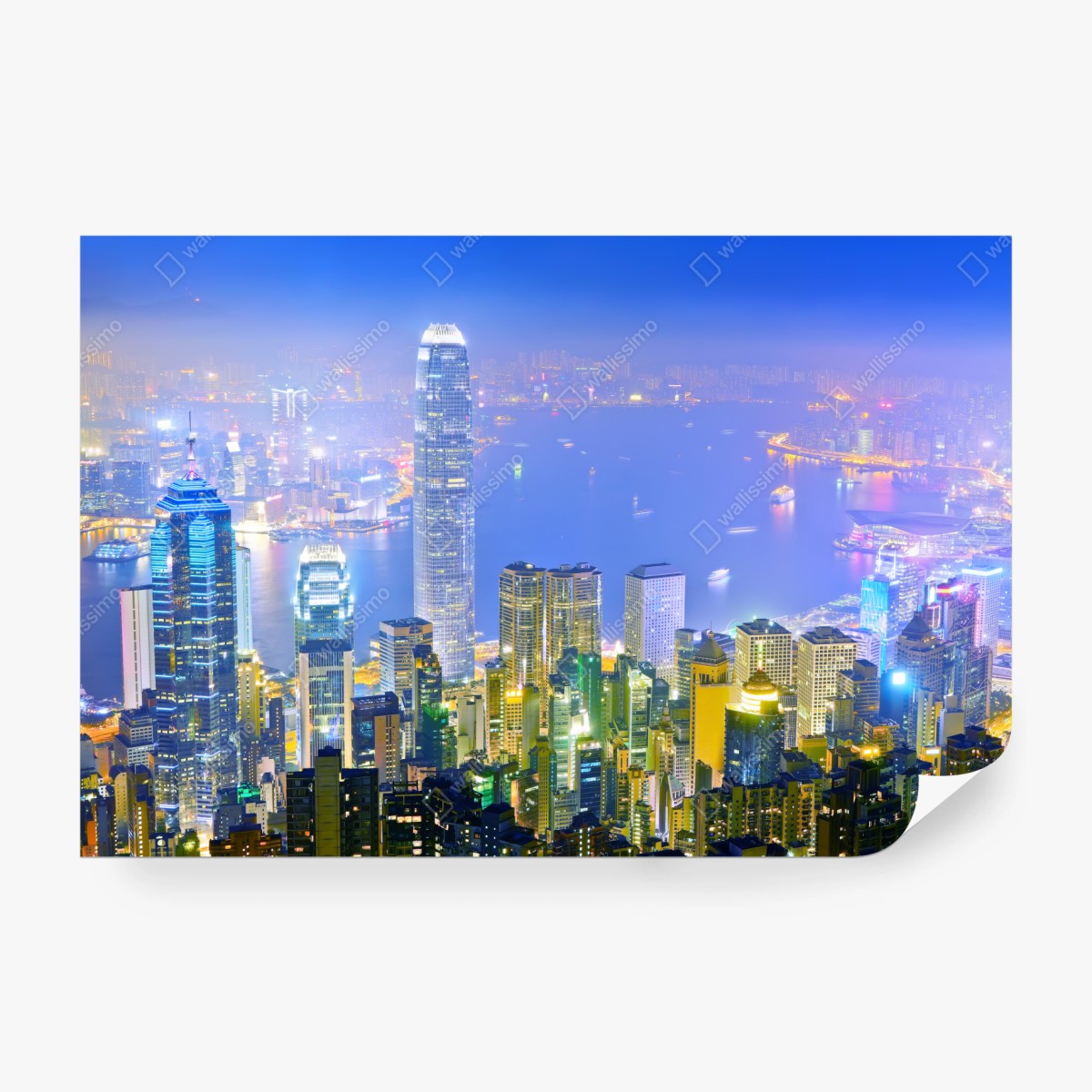 Fototapete Hong Kong skyline bei nacht – Wallnifity®