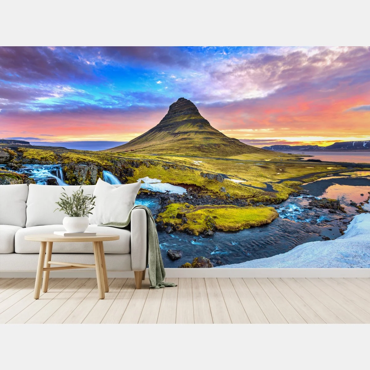 Fototapete Kirkjufell sonnenaufgang berglandschaft – Wallnifity®