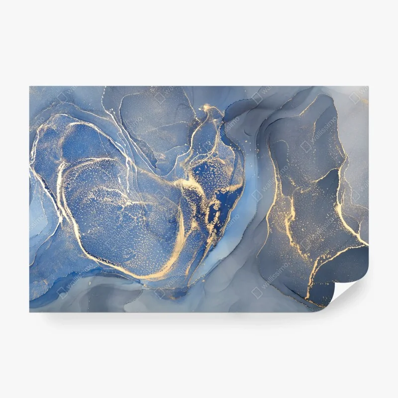 Fototapete ozeanblauer marmor mit goldenen adern