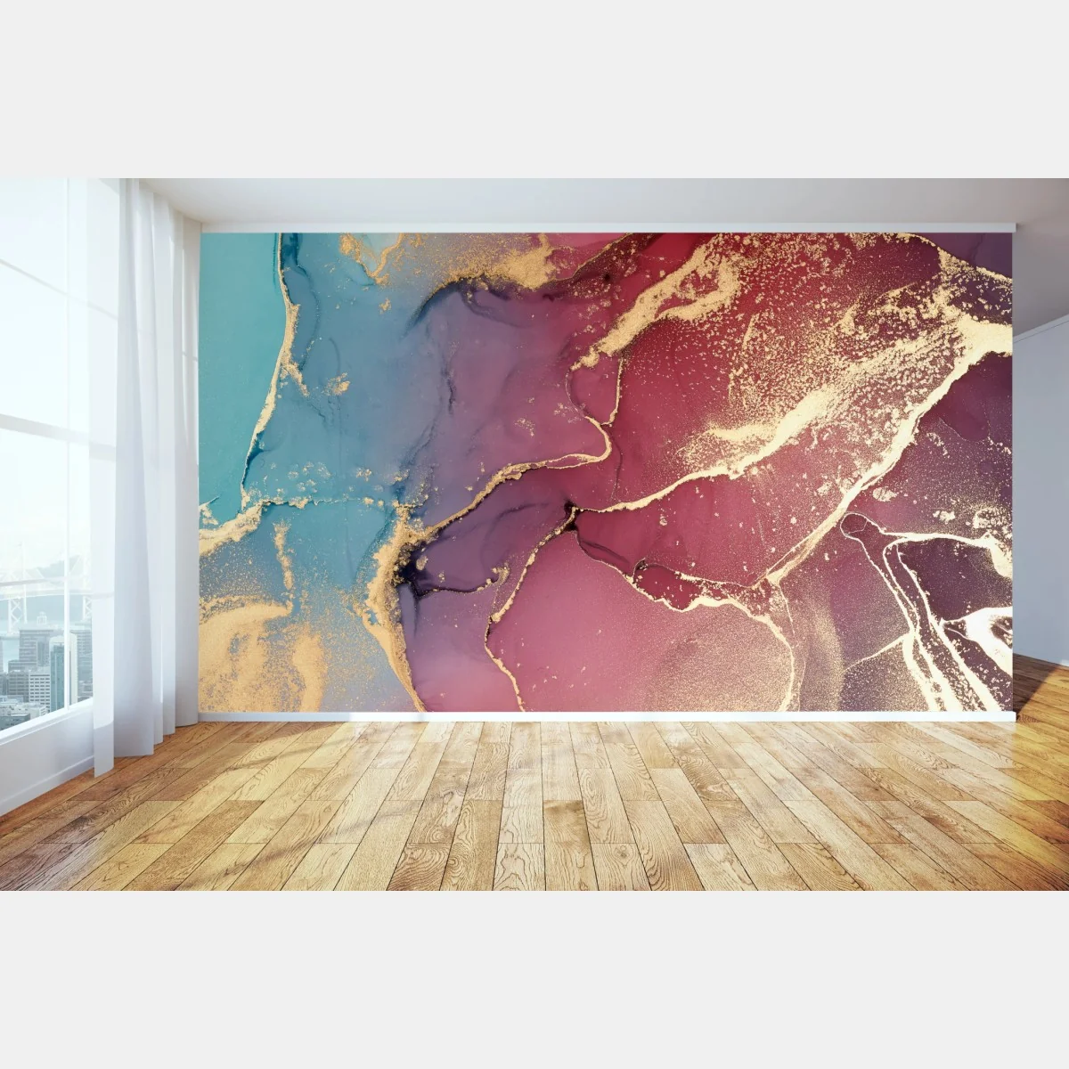 Fototapete abstraktes marmoriertes bild in türkis und lila mit gold – Wallnifity® Fototapete abstraktes marmoriertes bild in türkis und lila mit gold – Wallnifity®