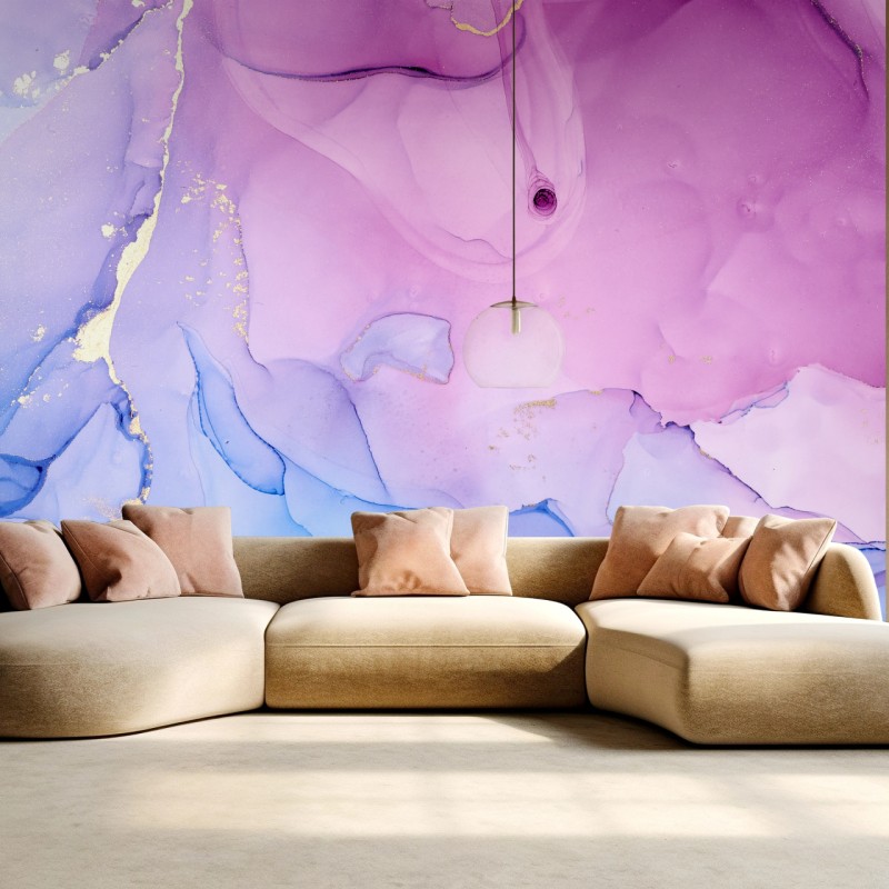 Fototapete rosa und blaue marmorierte abstraktion