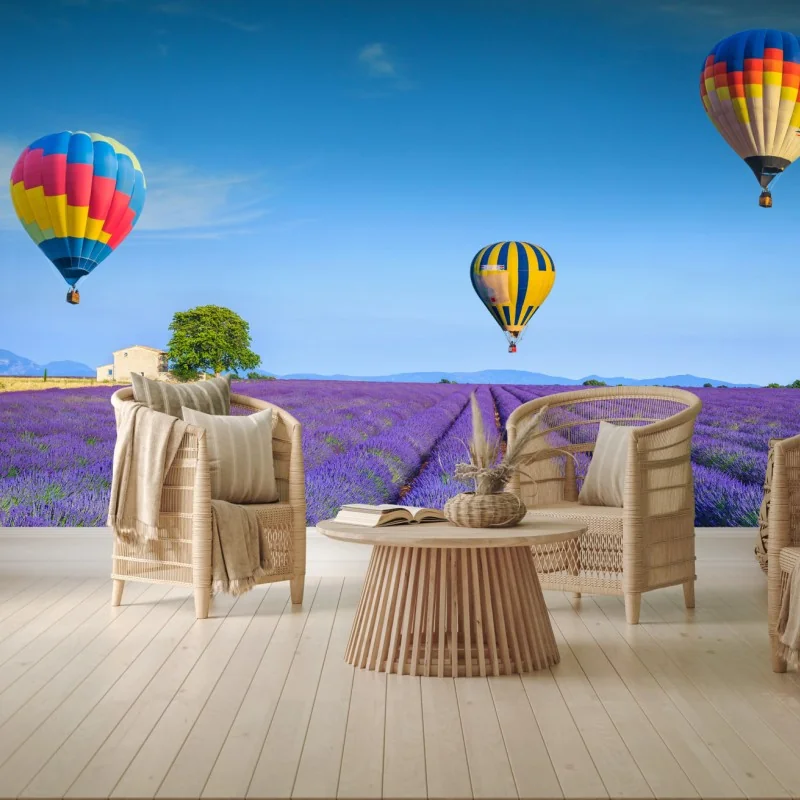 Fototapete lavendelfelder bei Valensole mit luftballons