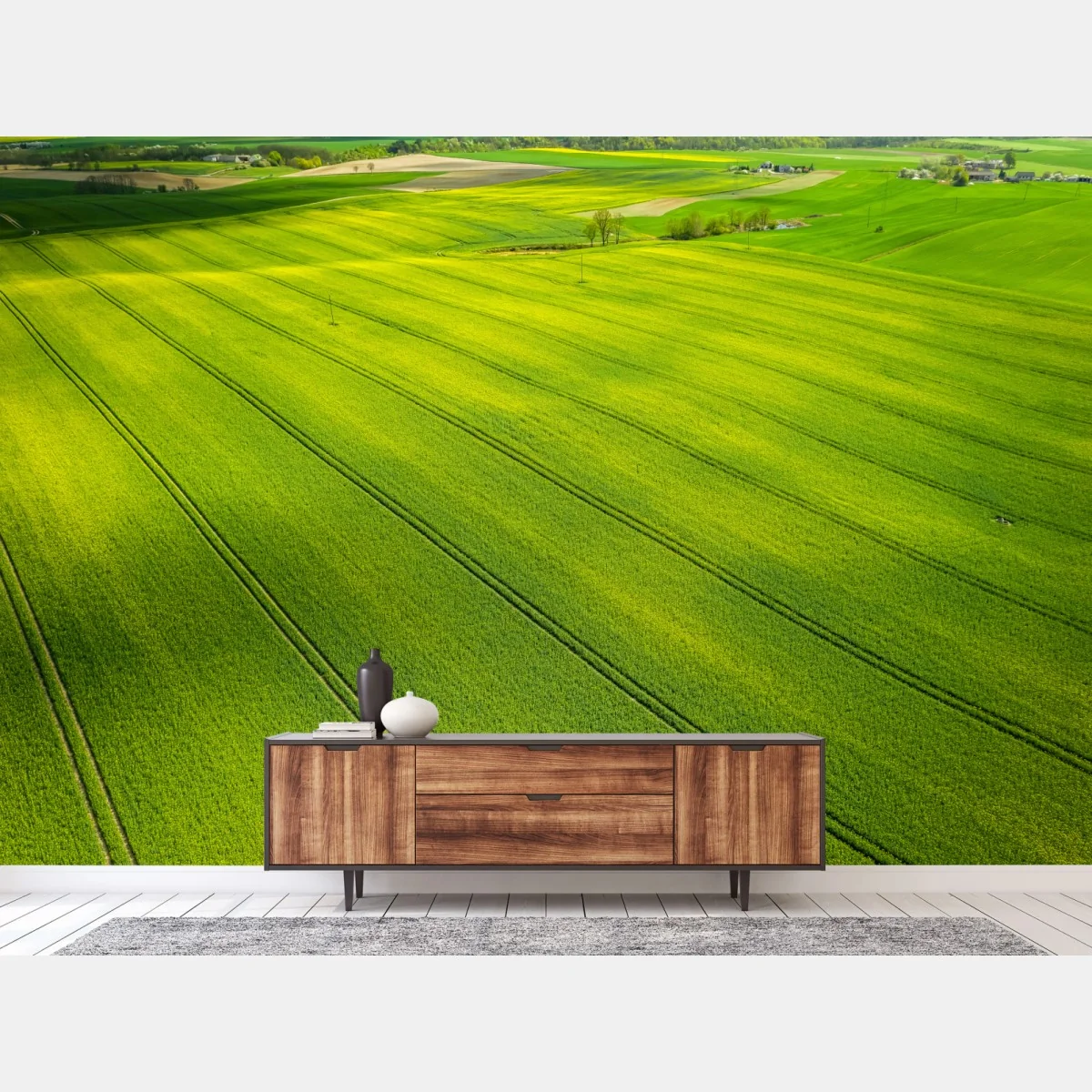 Fototapete goldene rapsfelder aus der vogelperspektive – Wallnifity® Fototapete goldene rapsfelder aus der vogelperspektive – Wallnifity®