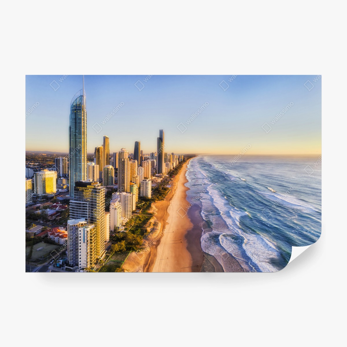 Fototapete sonnenaufgang über Surfers Paradise skyline – Wallnifity® Fototapete sonnenaufgang über Surfers Paradise skyline – Wallnifity®