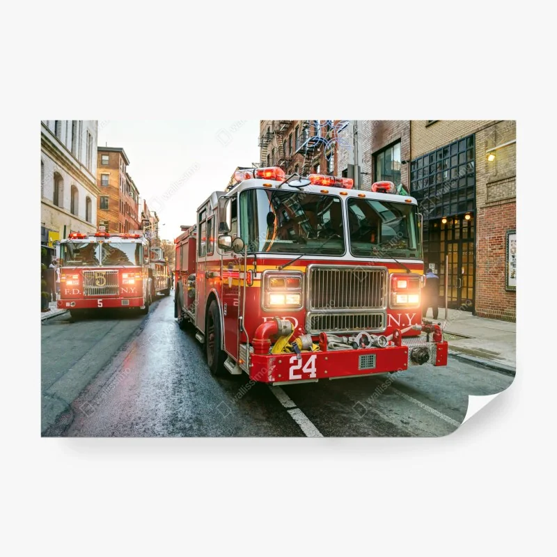 Fototapete feuerwehrautos auf einer straße in Manhattan, New York