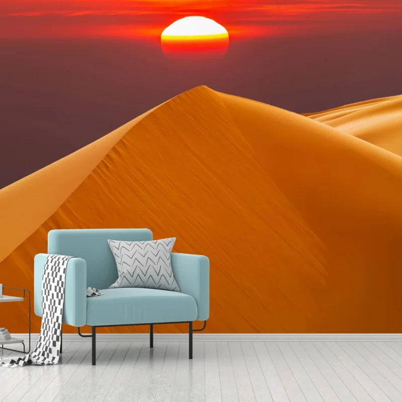 Fototapete goldener sonnenuntergang über sanddünen