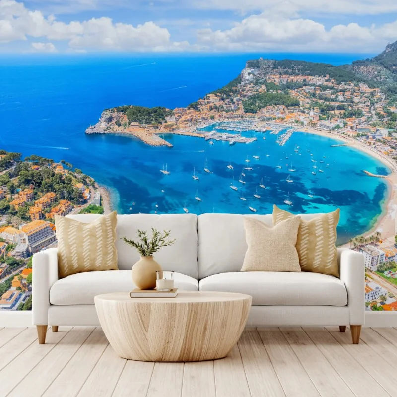 Fototapete luftaufnahme der bucht von Port de Sóller