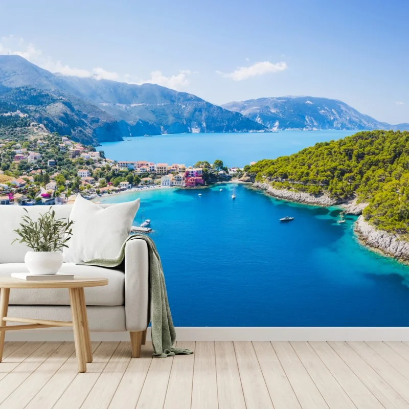 Fototapete sonnige bucht mit türkisfarbenem wasser – Wallnifity® Fototapete sonnige bucht mit türkisfarbenem wasser – Wallnifity®