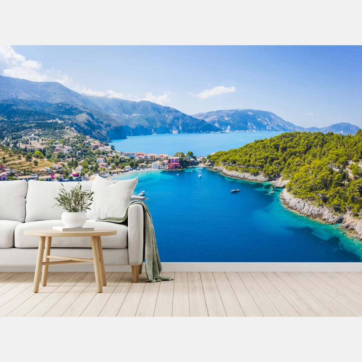 Fototapete sonnige bucht mit türkisfarbenem wasser – Wallnifity® Fototapete sonnige bucht mit türkisfarbenem wasser – Wallnifity®