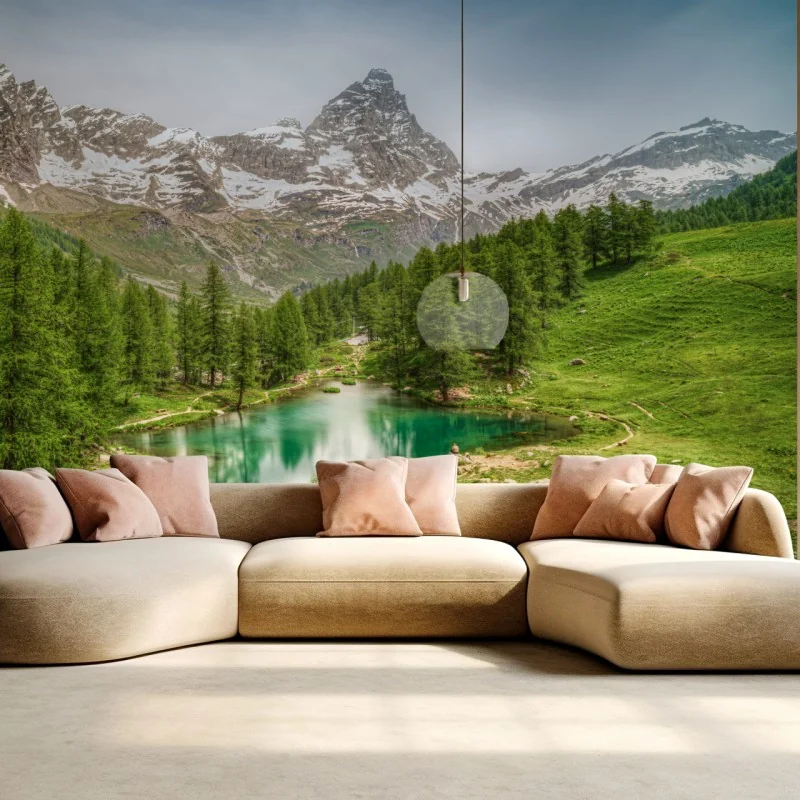 Fototapete türkisfarbener alpensee bei Cervinia