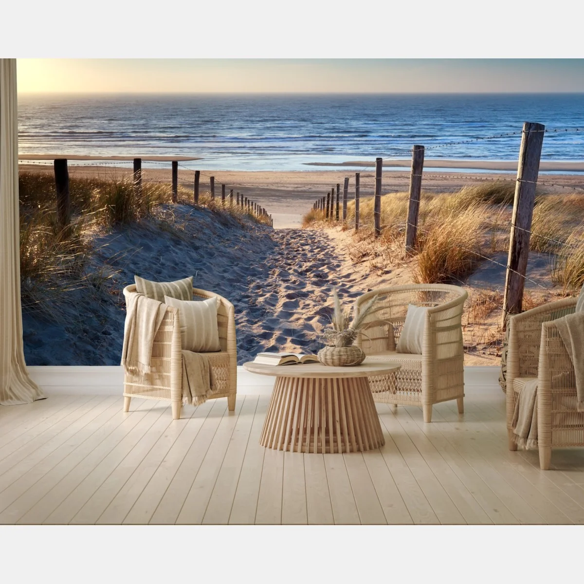 Fototapete weg zum strand der Nordsee im goldenen sonnenuntergang – Wallnifity® Fototapete weg zum strand der Nordsee im goldenen sonnenuntergang – Wallnifity®