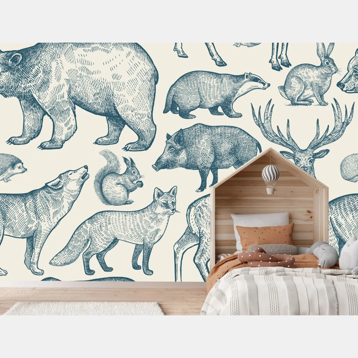 Fototapete vintage waldtiere muster – Wallnifity® Fototapete vintage waldtiere muster – Wallnifity®