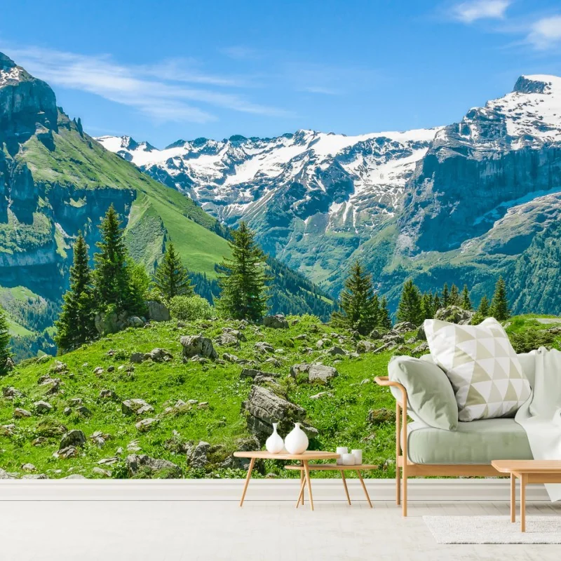 Fototapete sonnige alpwiese in Engelberg – Wallnifity® Fototapete sonnige alpwiese in Engelberg – Wallnifity®