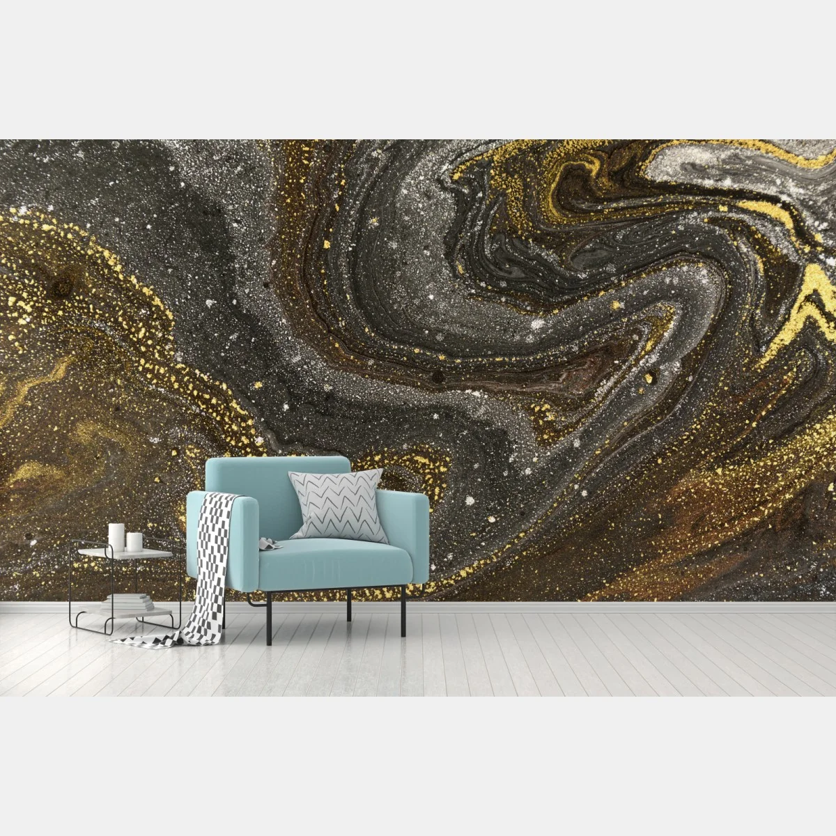 Fototapete gold-schwarzer marmorwirbel – Wallnifity® Fototapete gold-schwarzer marmorwirbel – Wallnifity®