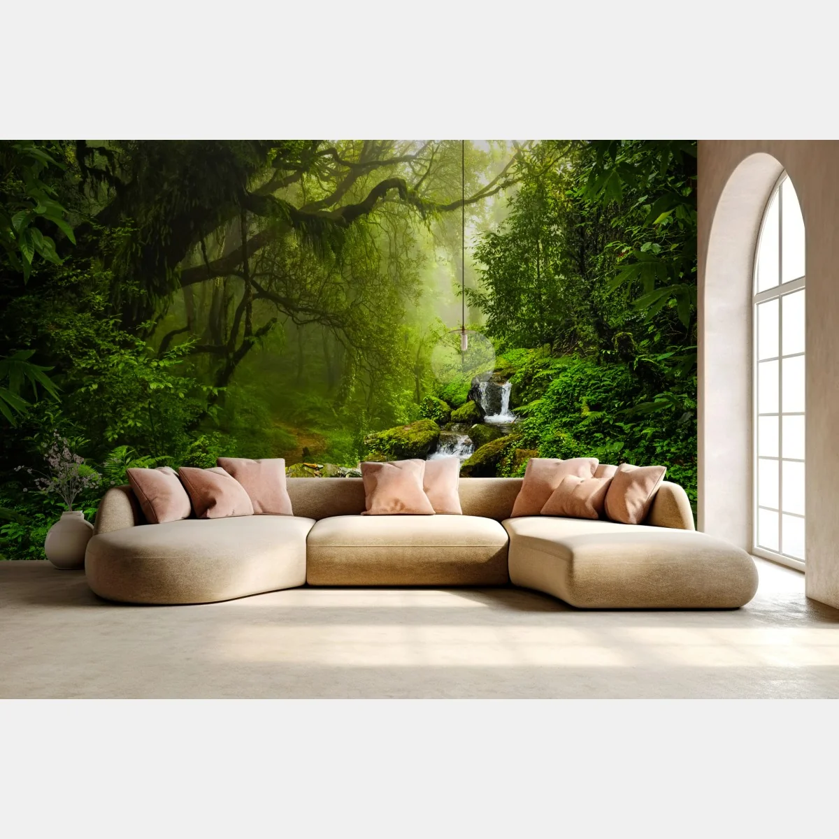 Fototapete üppiger nebliger waldwasserfall – Wallnifity® Fototapete üppiger nebliger waldwasserfall – Wallnifity®