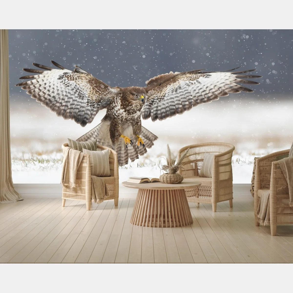 Fototapete mäusebussard landet im schnee – Wallnifity® Fototapete mäusebussard landet im schnee – Wallnifity®