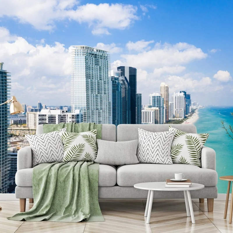 Fototapete türkisfarbene strand-skyline – Wallnifity® Fototapete türkisfarbene strand-skyline – Wallnifity®