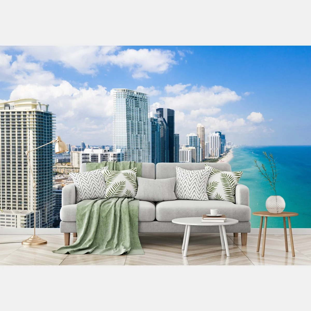 Fototapete türkisfarbene strand-skyline – Wallnifity® Fototapete türkisfarbene strand-skyline – Wallnifity®