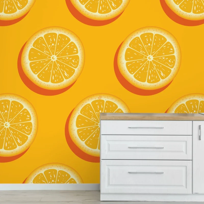 Fototapete lebhaftes muster mit orangenscheiben
