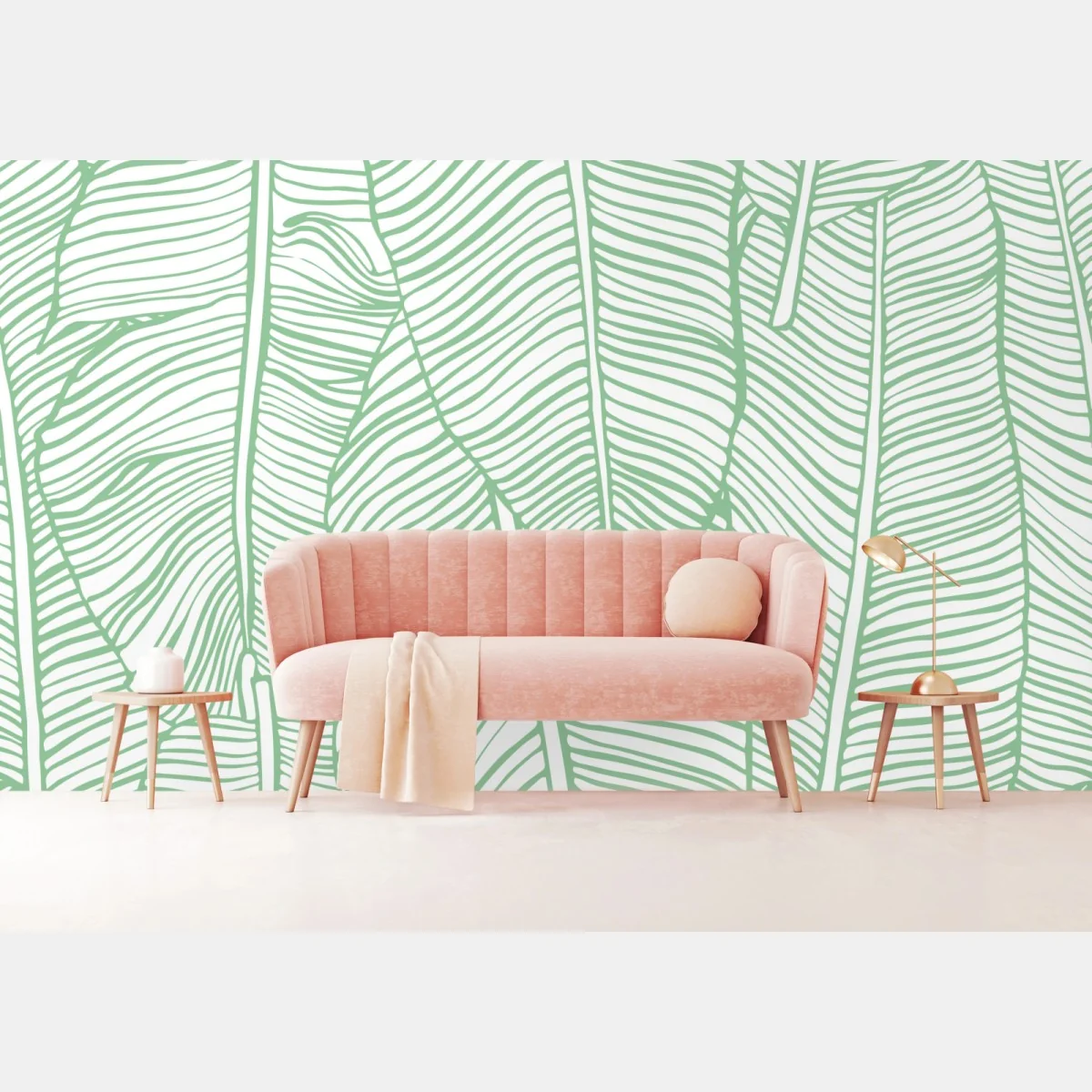 Fototapete mintfarbenes bananenblattmuster – Wallnifity® Fototapete mintfarbenes bananenblattmuster – Wallnifity®