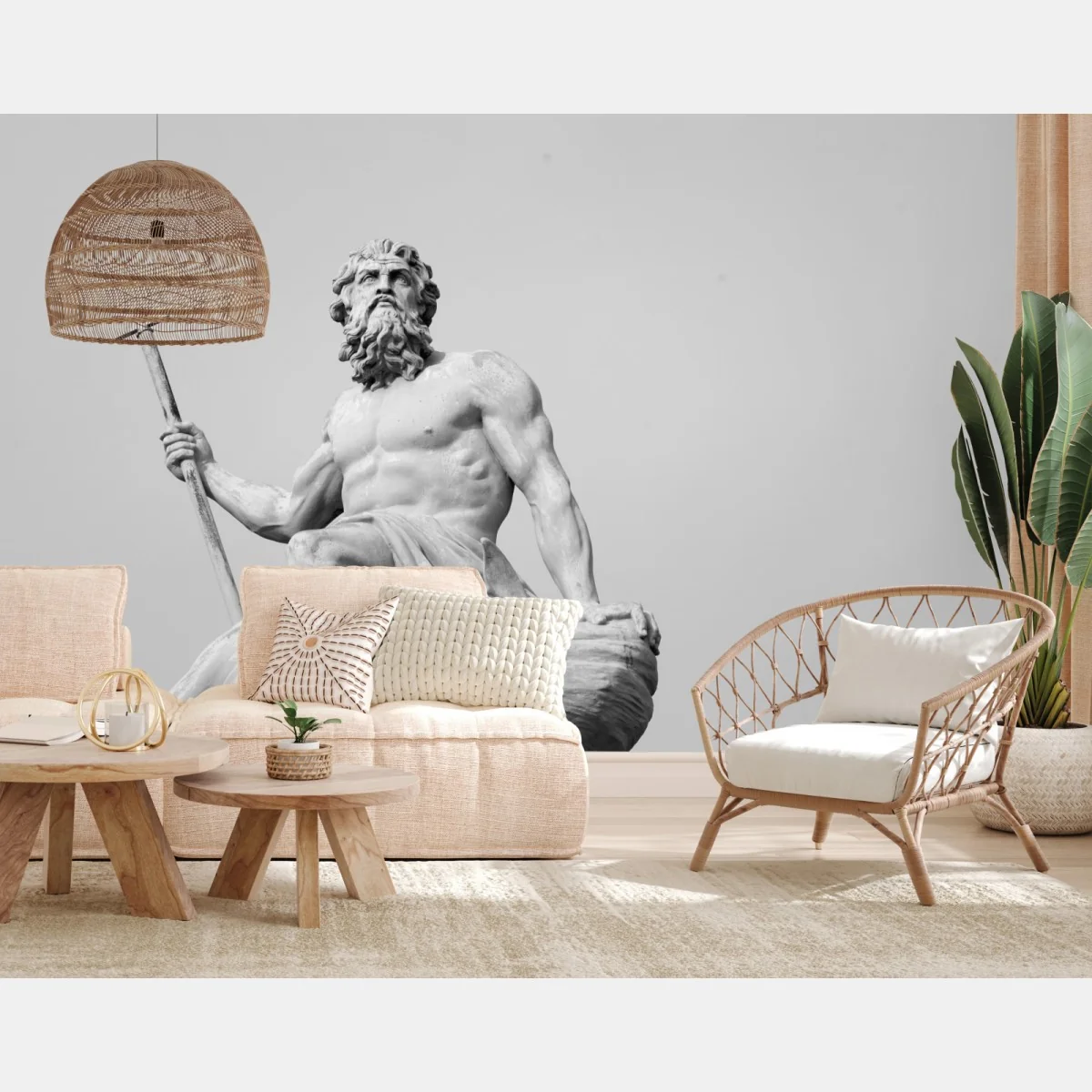 Fototapete Neptun klassisches standbild in monochrom – Wallnifity® Fototapete Neptun klassisches standbild in monochrom – Wallnifity®