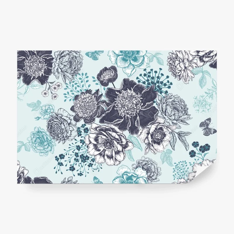 Fototapete aquarellmuster mit vogelbeeren – Wallnifity®