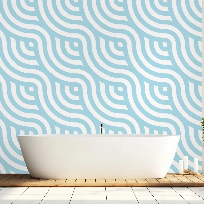 Fototapete sanftes türkis geometrisches wellenmuster