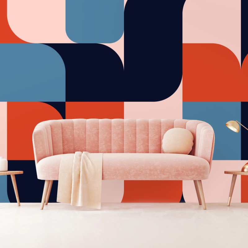 Fototapete kräftiges geometrisches retro-muster