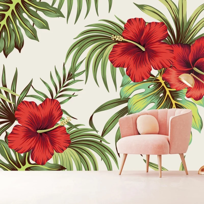 Fototapete tropisches hibiskusmuster