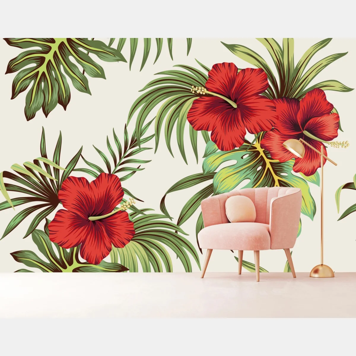 Fototapete tropisches hibiskusmuster – Wallnifity®