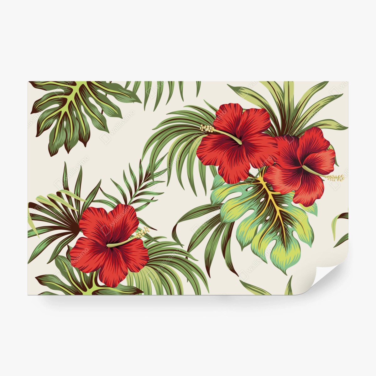 Fototapete tropisches hibiskusmuster – Wallnifity®