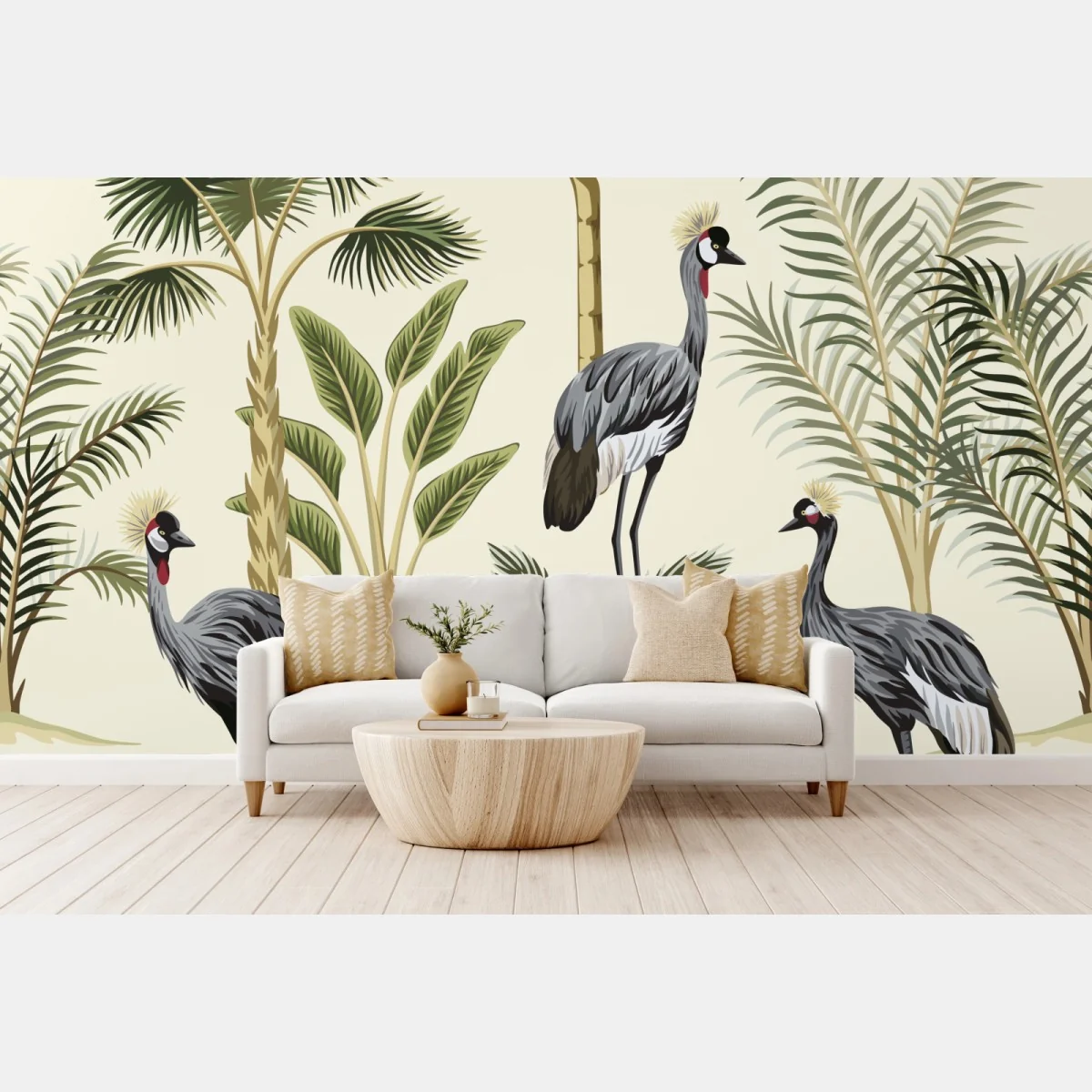 Fototapete tropische kraniche und palmen – Wallnifity® Fototapete tropische kraniche und palmen – Wallnifity®