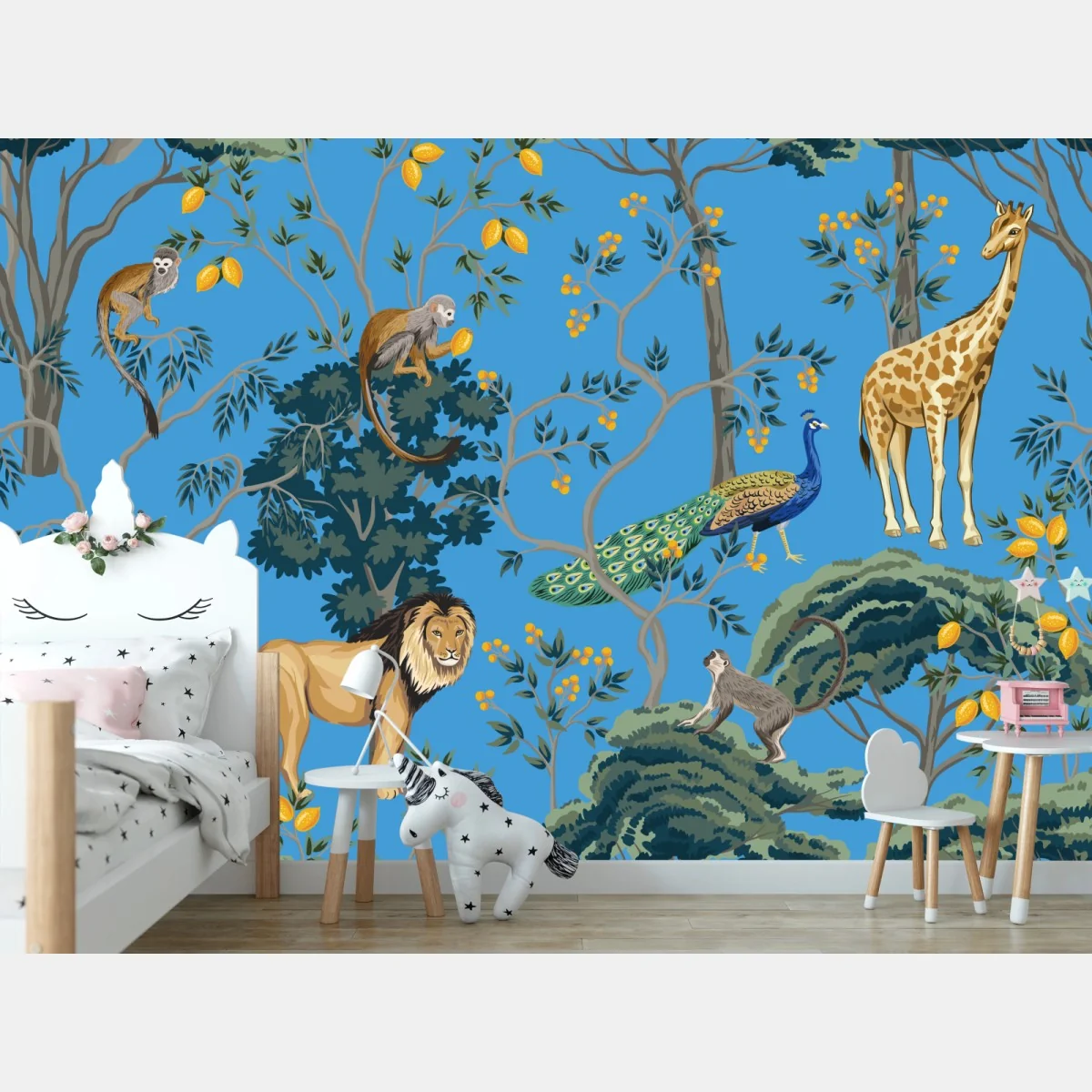 Fototapete exotisches tiermuster auf blauem hintergrund – Wallnifity® Fototapete exotisches tiermuster auf blauem hintergrund – Wallnifity®