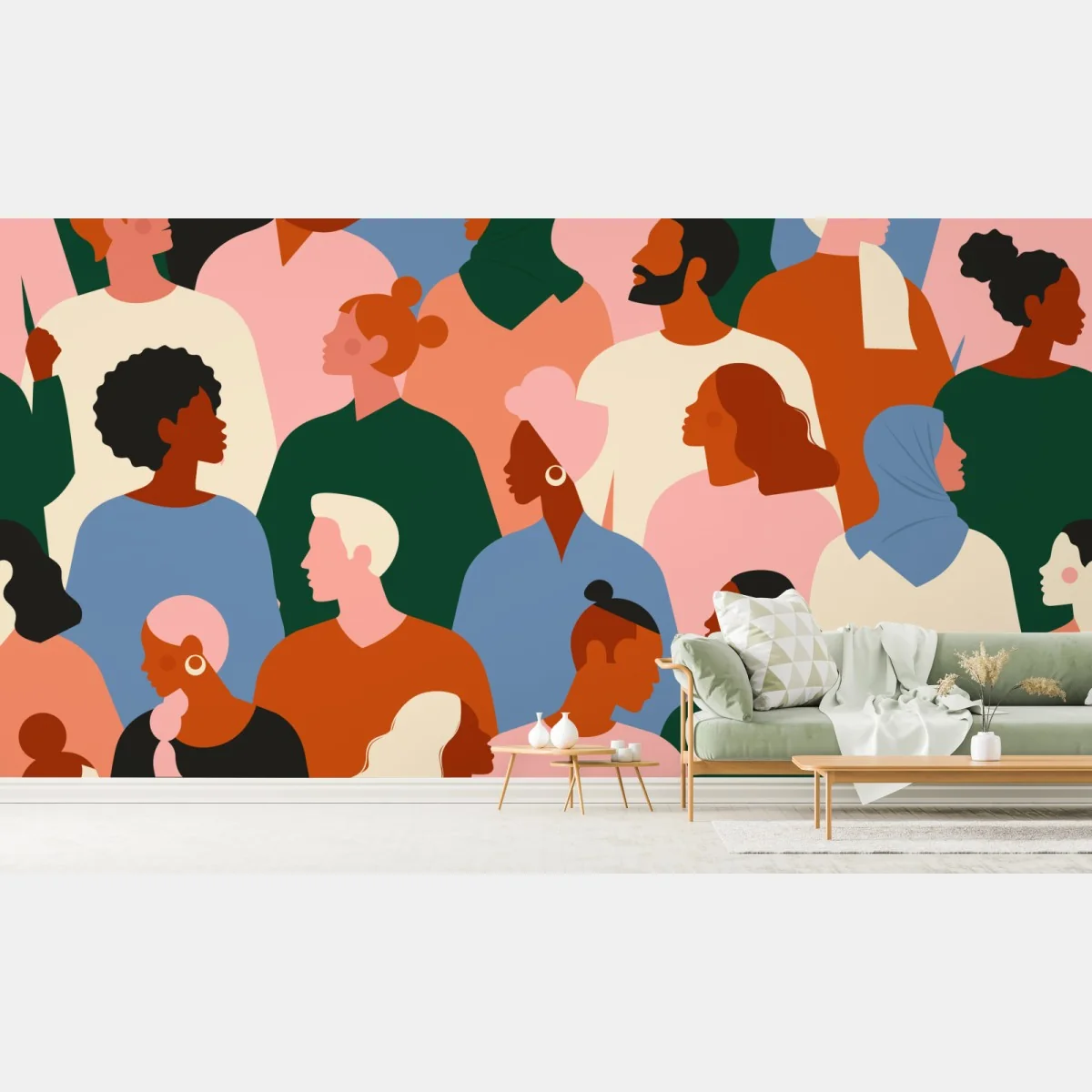 Fototapete muster mit porträts einer vielfältigen gemeinschaft – Wallnifity® Fototapete muster mit porträts einer vielfältigen gemeinschaft – Wallnifity®