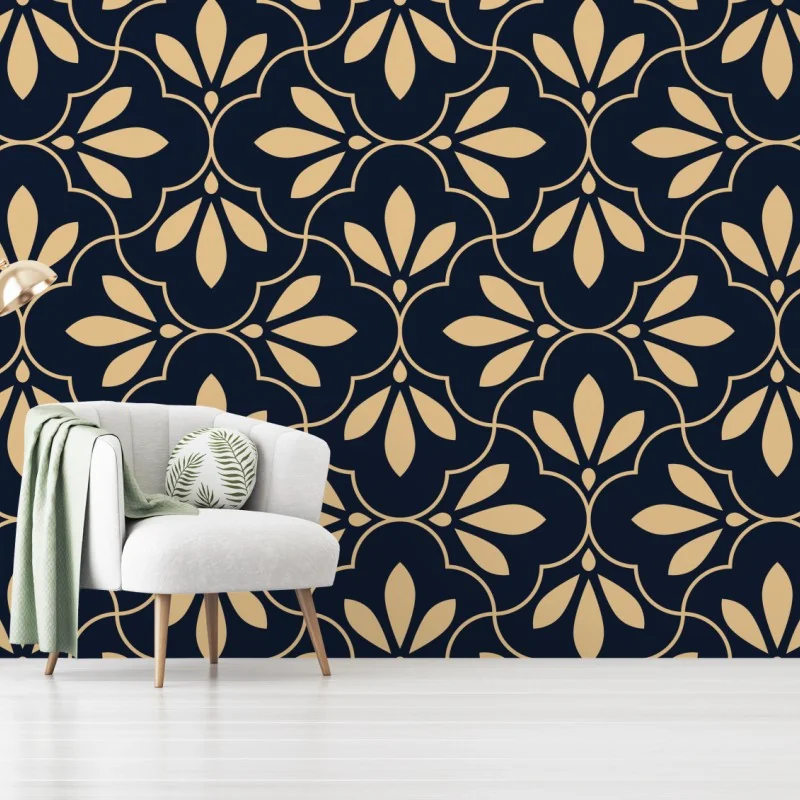 Fototapete marineblau-beige ornament