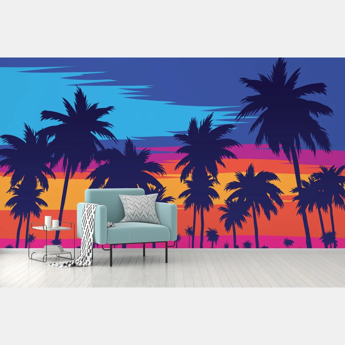Fototapete bunter sonnenuntergang mit palmen – Wallnifity®