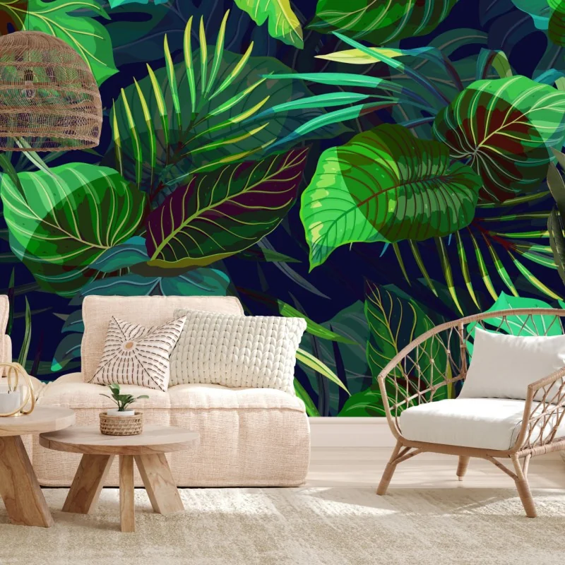 Fototapete tropisches grünes blattmuster – Wallnifity®