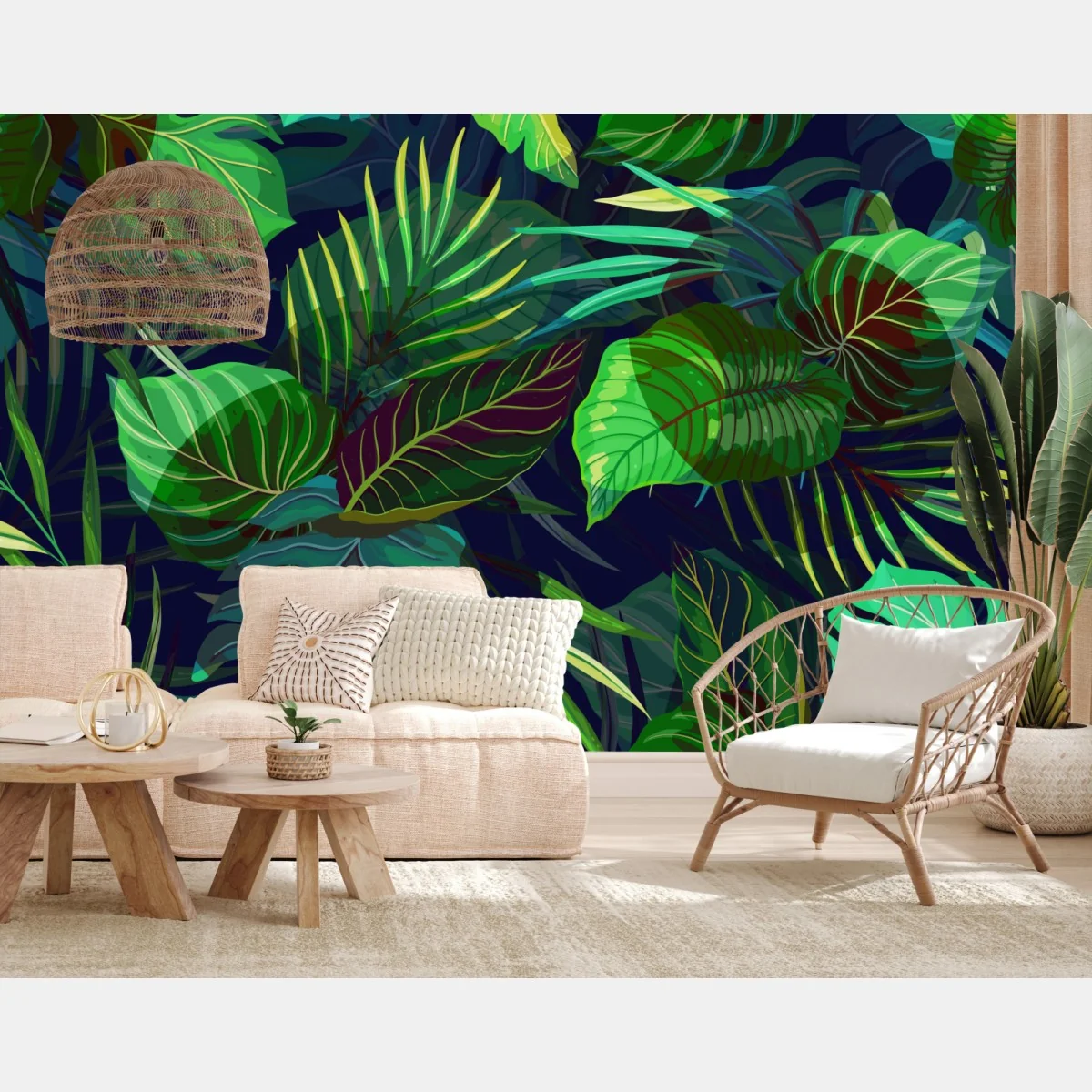 Fototapete tropisches grünes blattmuster – Wallnifity®