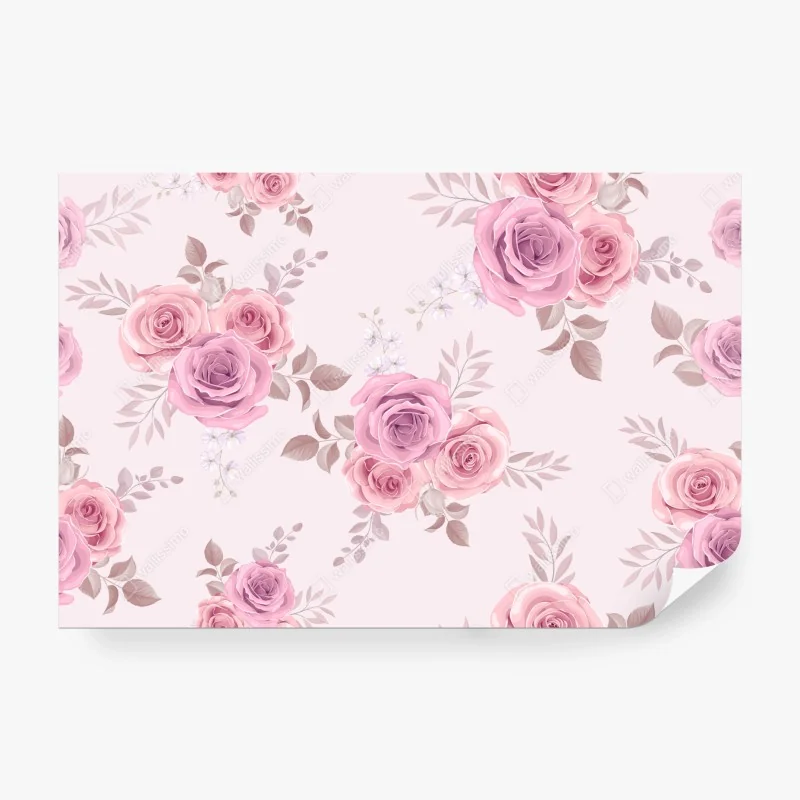 Fototapete zartes rosa rosenmuster