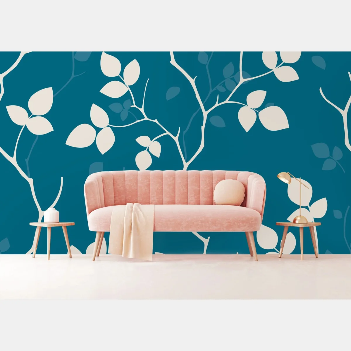 Fototapete türkises botanisches blattmuster – Wallnifity®