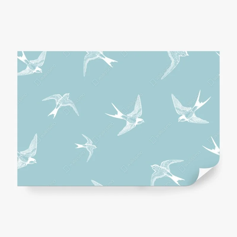 Fototapete pastell schwalben muster