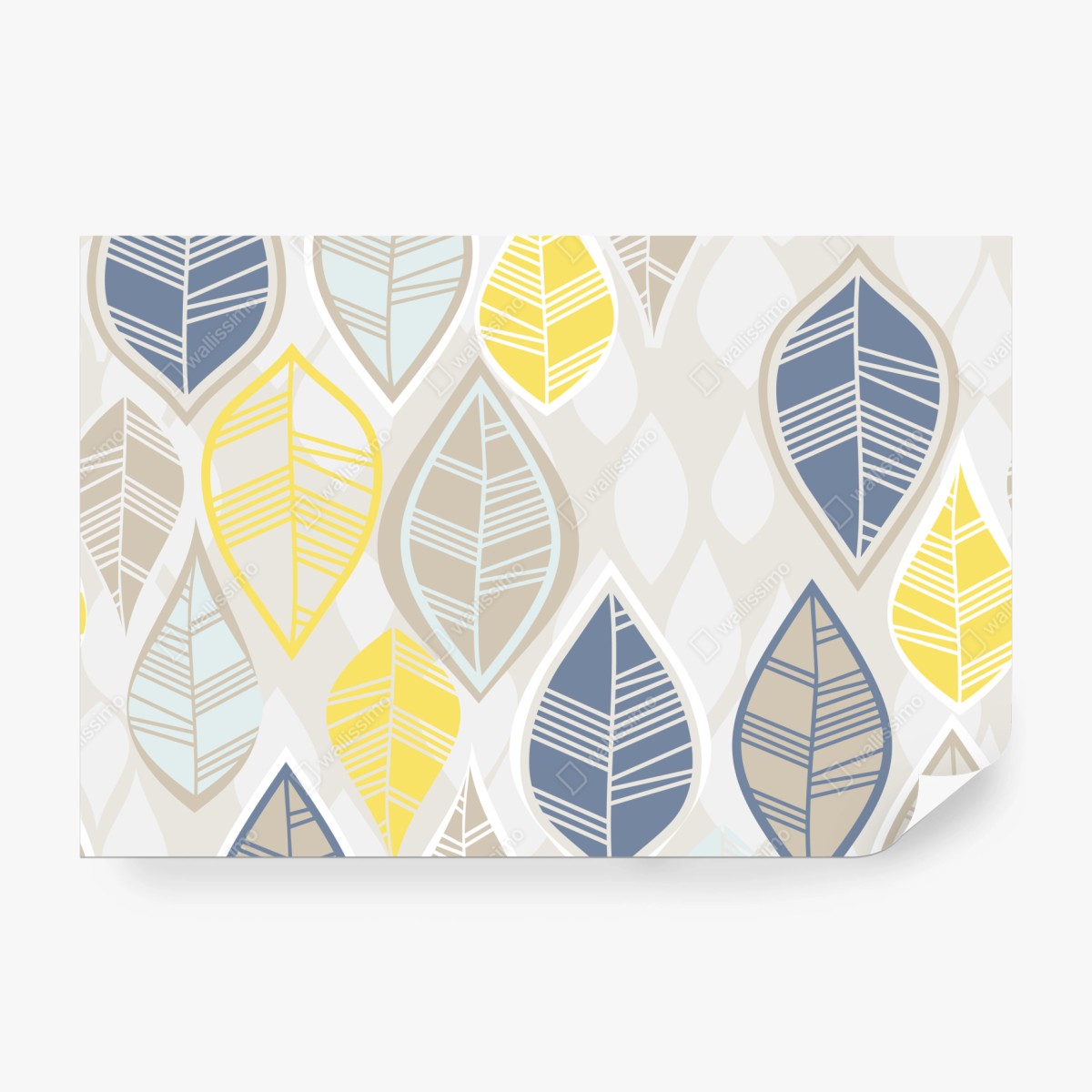 Fototapete skandinavisches blättermuster in sanften neutralen tönen – Wallnifity®