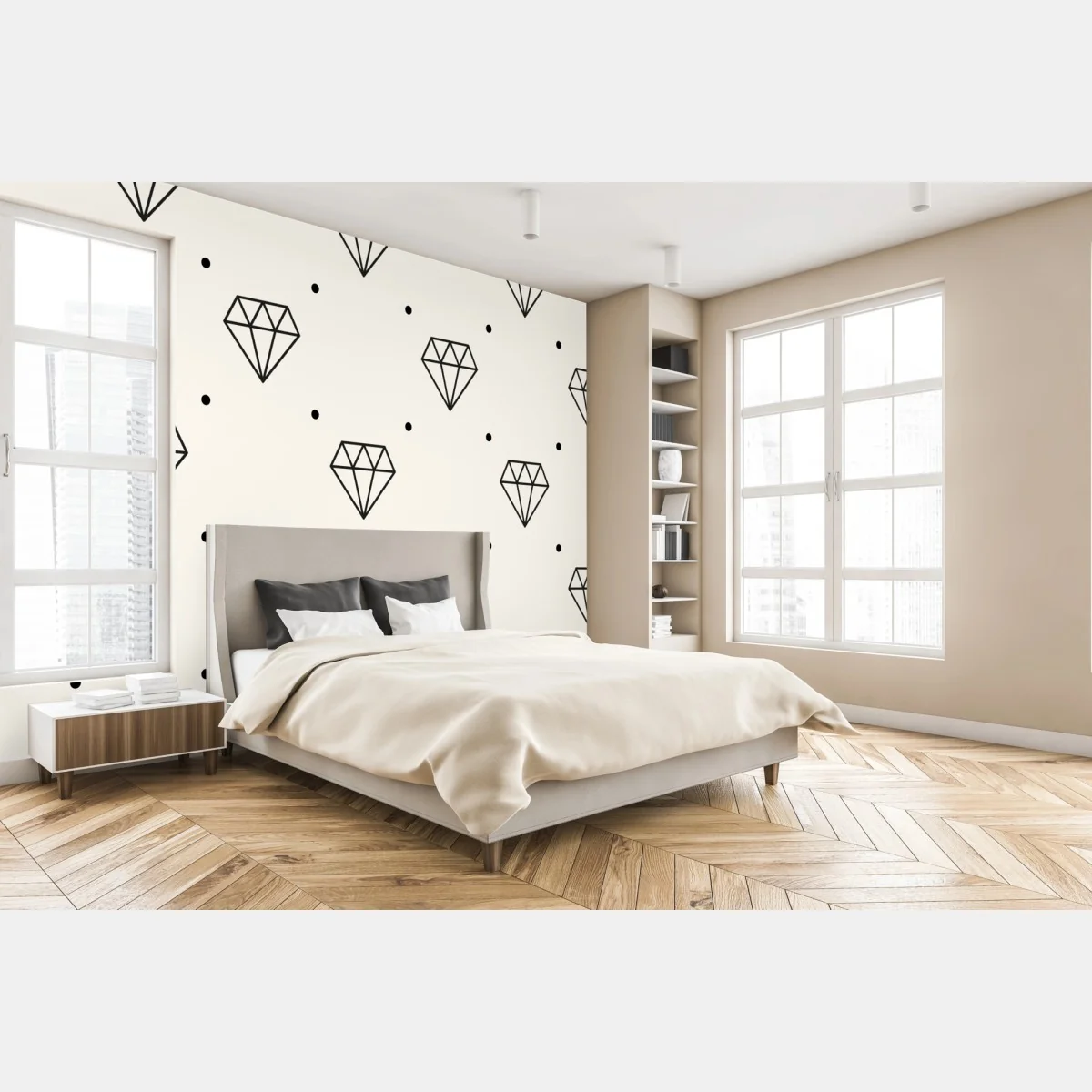 Fototapete minimalistisches diamantenmuster mit punkten – Wallnifity®