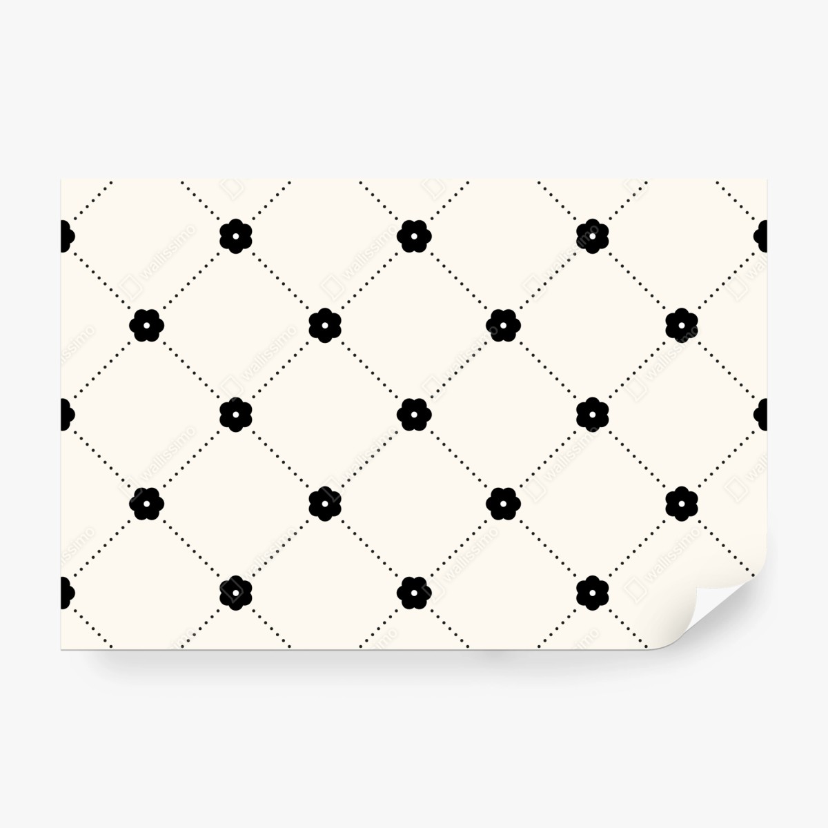 Fototapete minimalistisches schwarzes blumen-rautenmuster – Wallnifity®